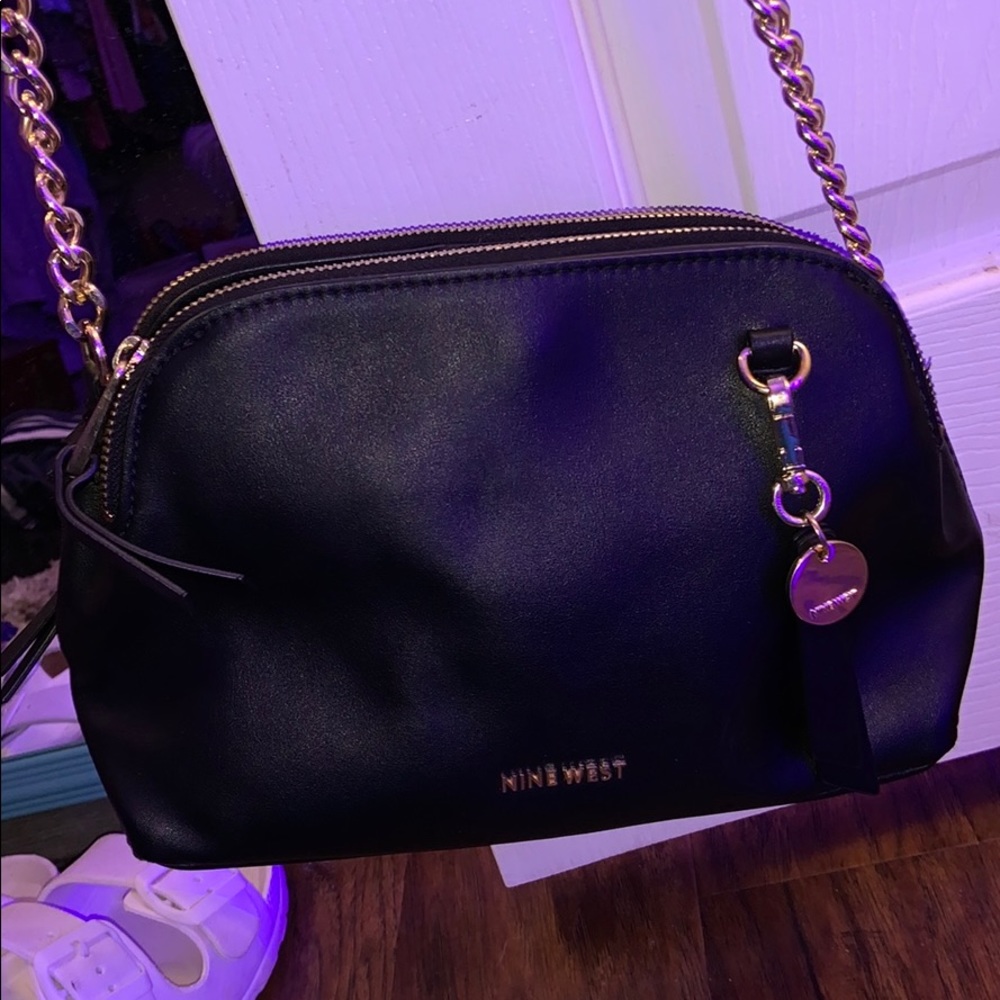 black and gold nine west side purse